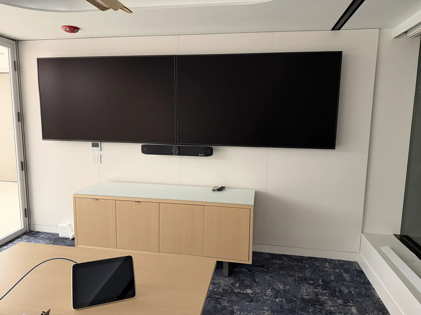 Conference room with display and soundbar