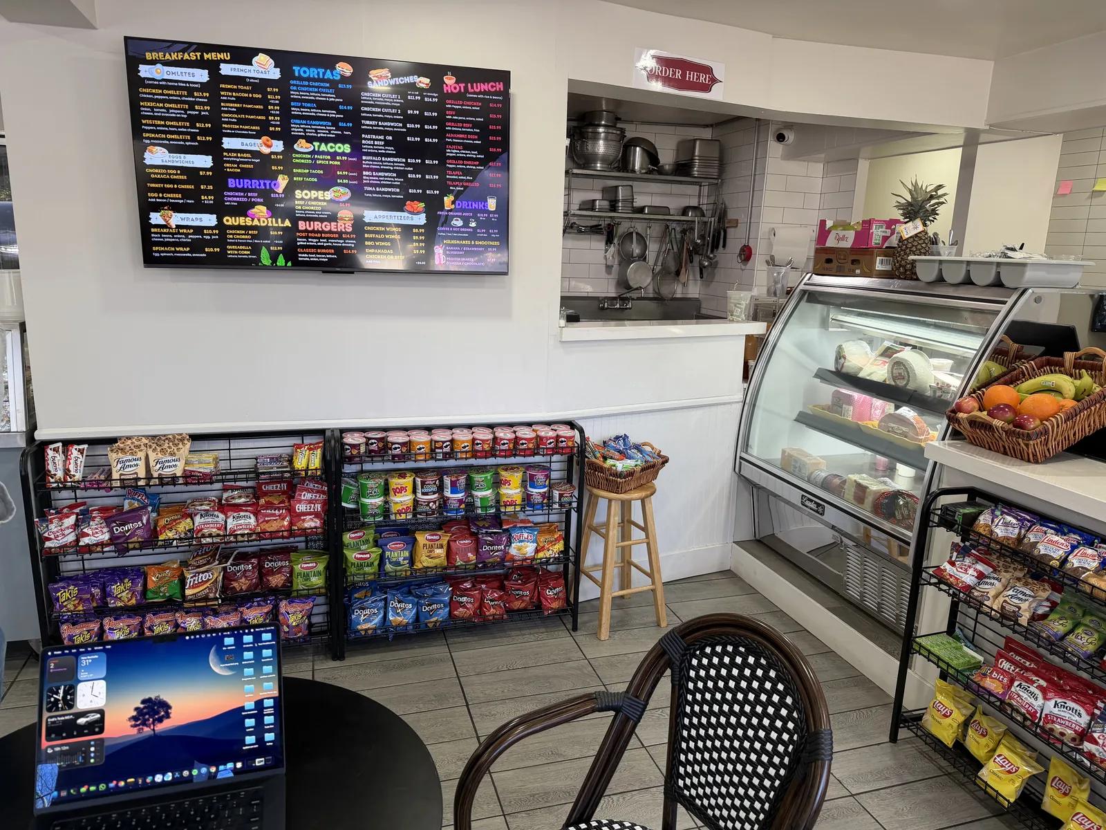 Digital menu boards in a shop