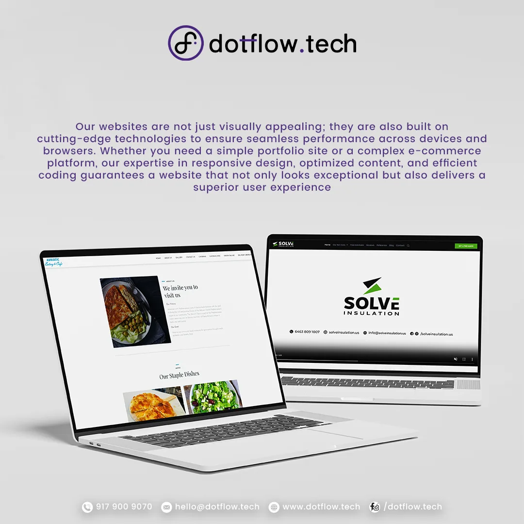 Dot Flow Technology website design shown on two laptop screens