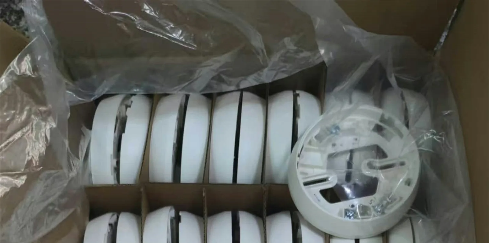 White smoke detectors ready for installation